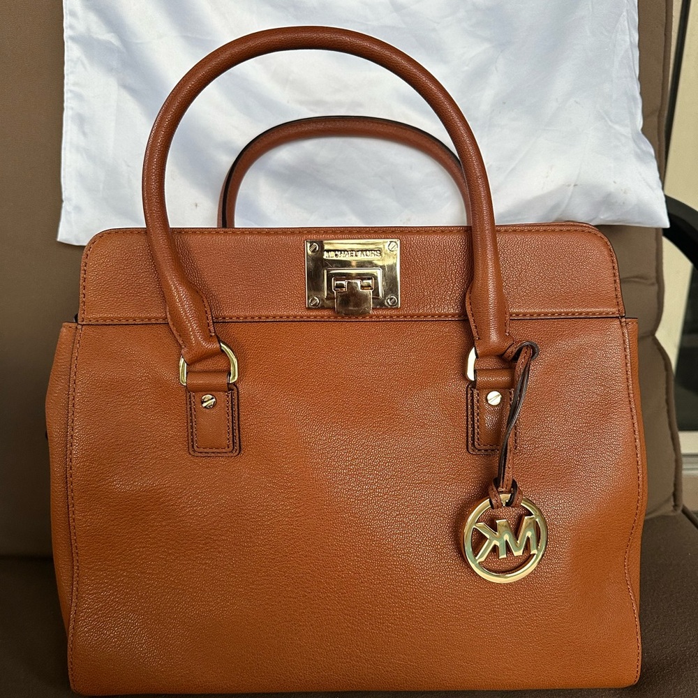 Michael Kors Hamilton Legacy Medium belted sachel bag gold hardware